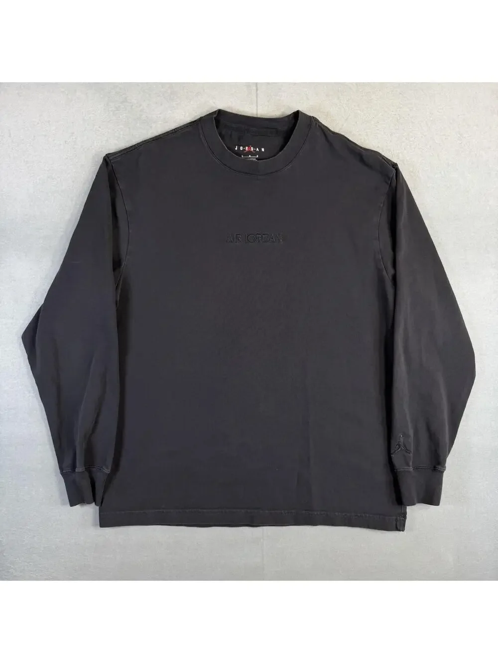 Air Jordan Woodmark Long Sleeve T-Shirt Mens Medium Gray Embroidered Jumpman